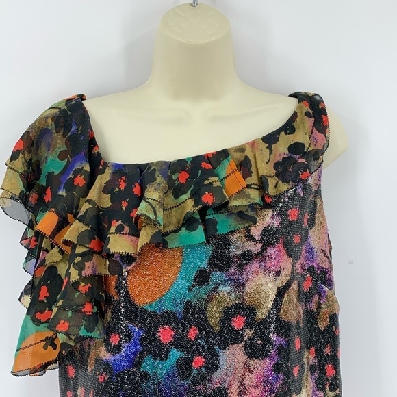 DVF Diane von Furstenberg Amora Cherry Blossom dress sequin chiffon ruffle New 6 - Picture 2 of 5